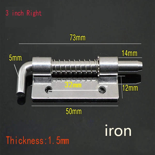 1Pc Long Silver Door Latch Sliding Lock Barrel Bolt Latch Hasp Staple Gate Safety Lock Latch Barrel Bolt Latch Spring Barrel: 2-5inch-Right