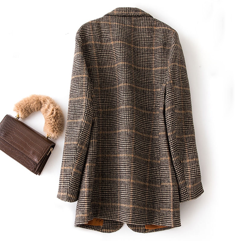 Vangull Mode Herfst Vrouwen Plaid Blazers Plus Size Single Button Tops Kantoor Dame Pak Slanke Vrouwelijke Blazers Jas