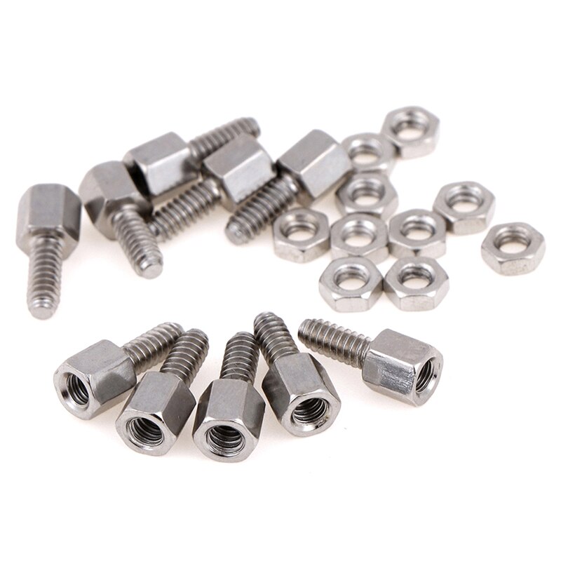 10 sæt 5+7mm header plade beslag tapbolt & amp; møtrik møtrik skrue d-sub vga  db9 db15 db25 rs232 com seriel