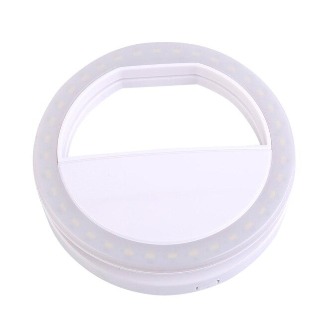 Mobile Phone Light Clip Selfie LED Auto Flash For Cell Phone Smartphone Round Portable Selfie Flashlight Makeup Mirror: White