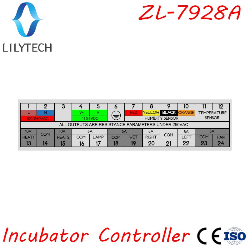 ZL-7928A, 100/220Vac,12V Battery backup,Dry outputs,Multifunction Automatic Incubator, Incubator Controller, Lilytech,ZL-7918A