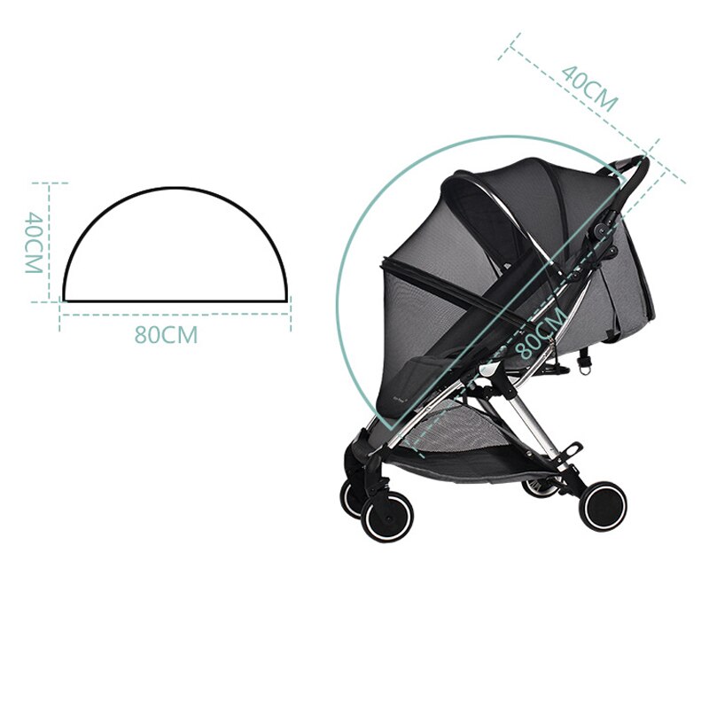 Universeel klamboe voor kinderwagen, volledige hoes, opvouwbare anti-muggenhoes, ultrafijn gaas voor kinderwagens