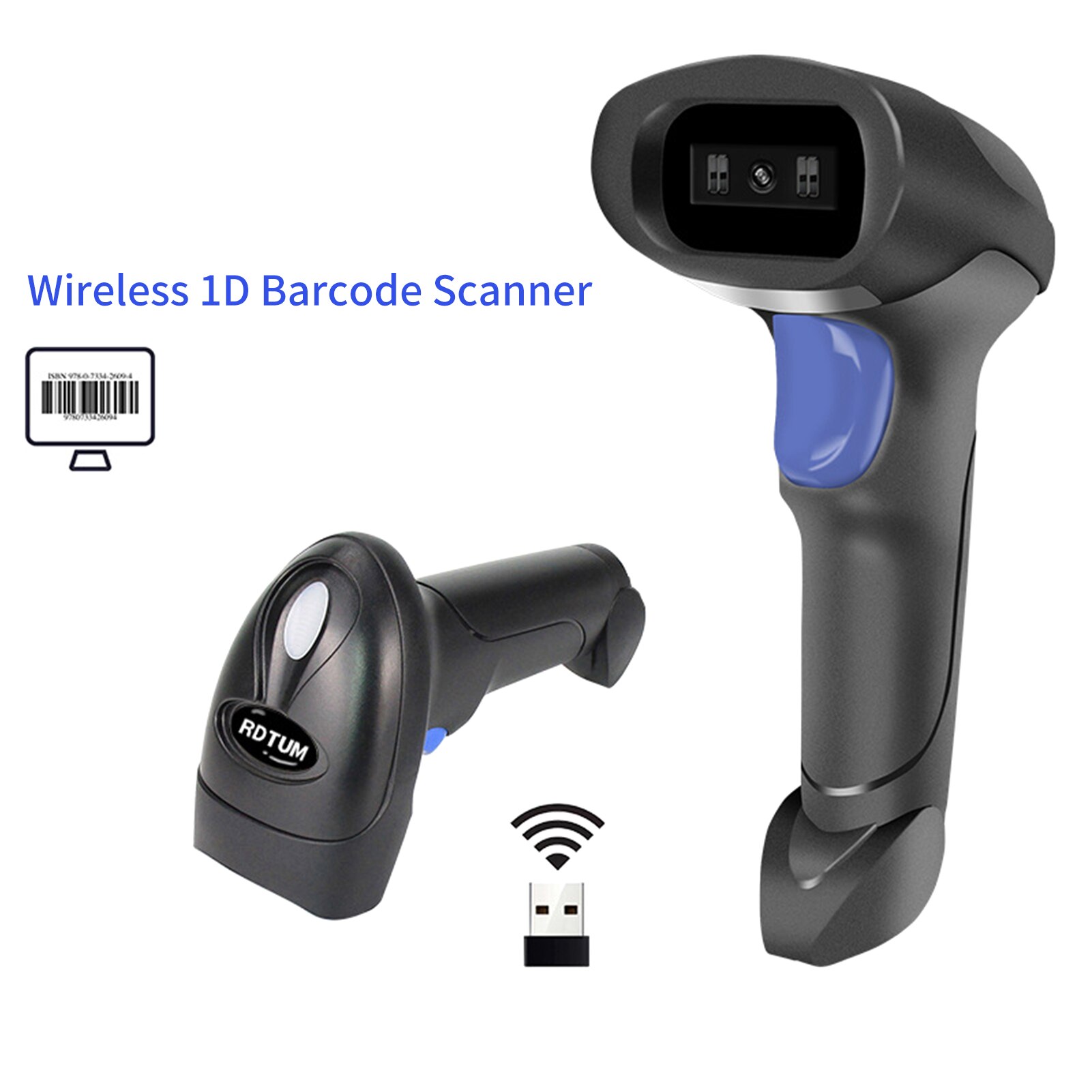 2.4G Wireless 1D 2D Barcode Scanner USB Wired BT Connect Bar Code Reader Handheld Scanner Manual Trigger Scanning for Warehouse: 1D-Wireless
