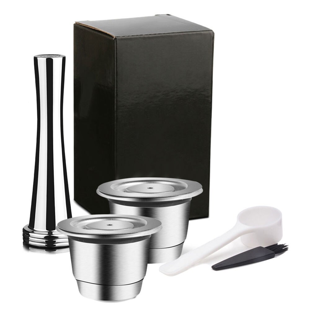 Capsule For Nespresso Reutilisable Inox Refillable Capsule Crema Espress Reusable Refillable For Espresso Coffee: 2capsules and Hammer