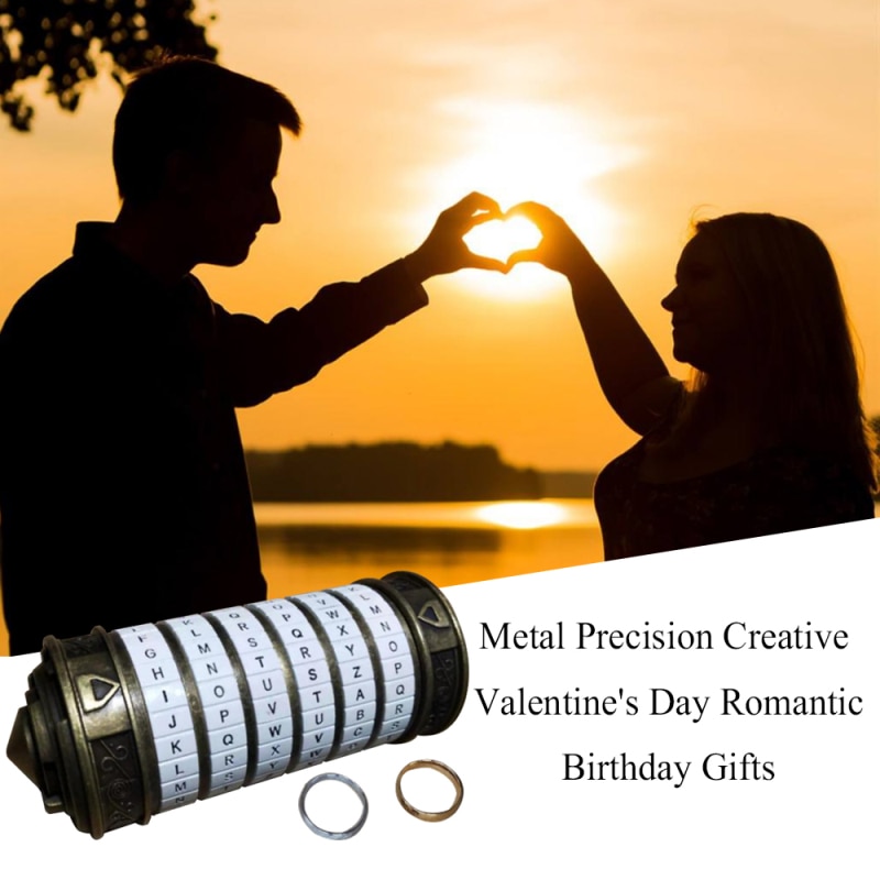 Da Vinci Code Lock Metal Cryptex Locks Retro Wedding Valentine's Day Alphabet Lock Mini Cryptex Die Cast Collectible