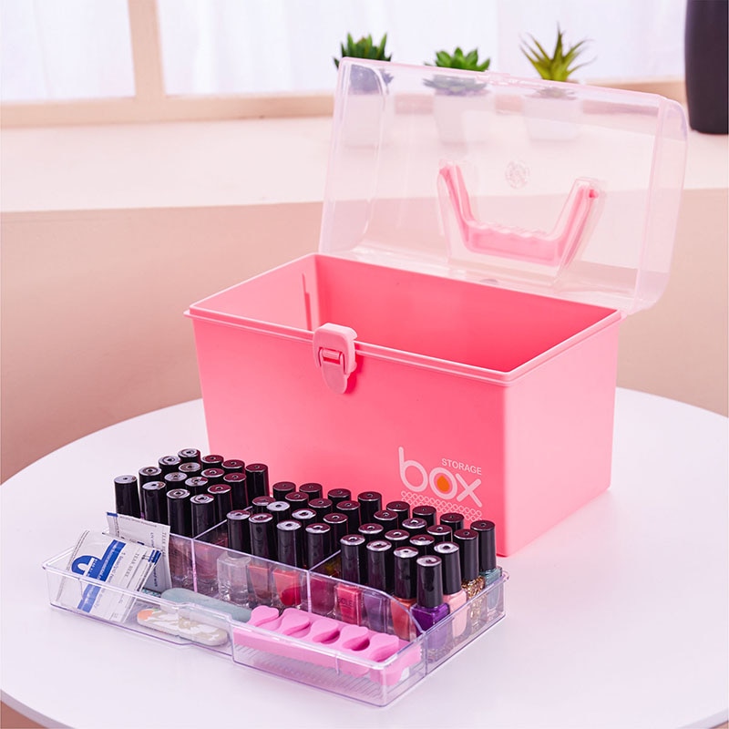 Plastic Multifunctionele Make Storage Box Nail Polis Organizer Lipstick Houder Rack Cosmetische Manicure Toolbox Plank Container