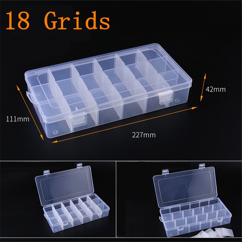 Adjustable 3-36 Grids Compartment Plastic Storage Box Jewelry Earring Bead Screw Holder Case Display Organizer Container: D8