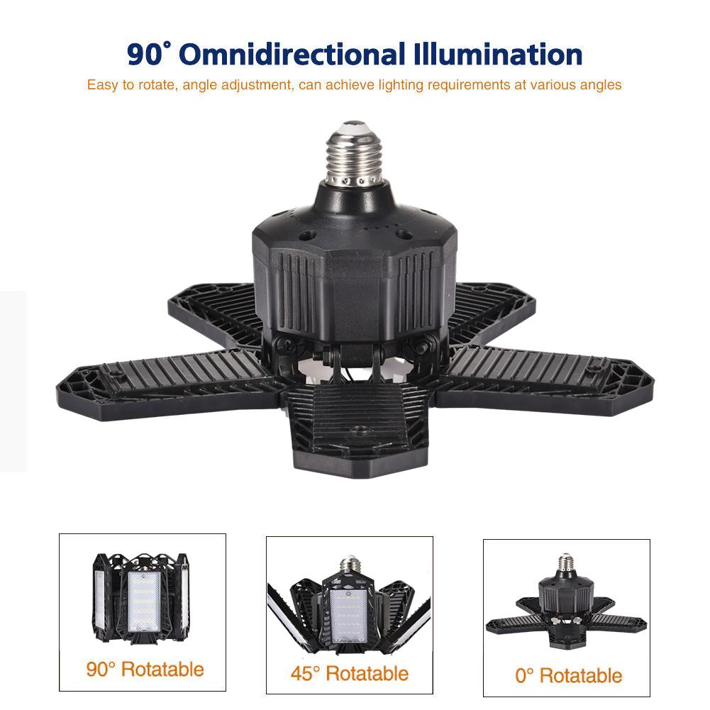 Garage Light Deformable Foldable Garage Ceiling Lamp for Indoor Outdoor 80W/100W