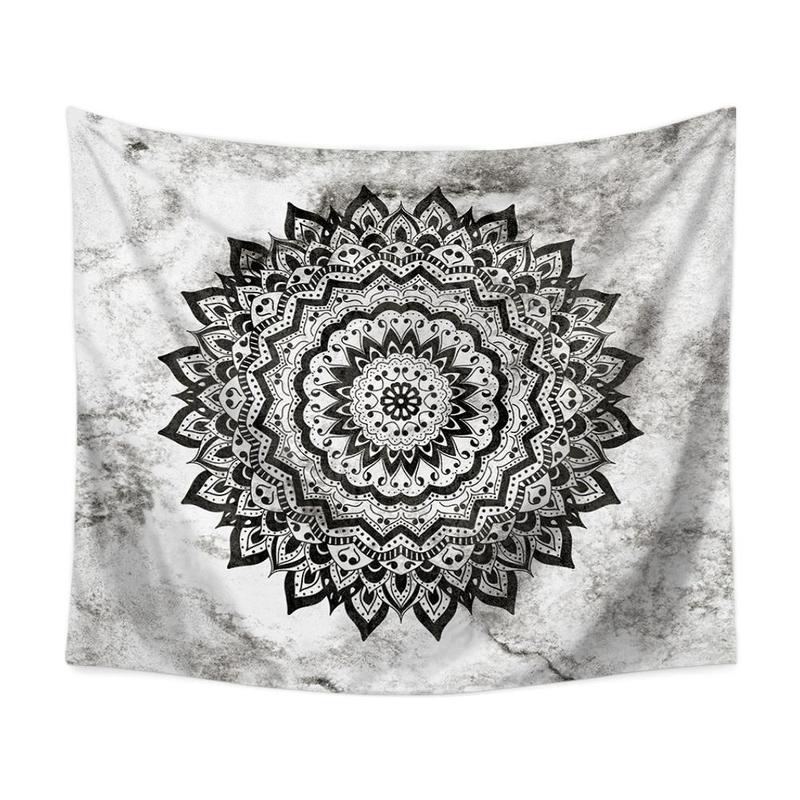 Tapiz de Mandala negro, tapiz de Mandala bohemio, tapiz de Mandala gris, mármol, dorado, azul, para colgar en la pared, tapiz indio bohemio de playa, manta, colchón: F