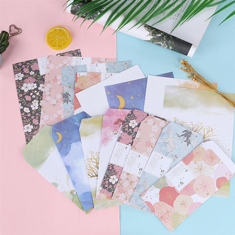 45pcs/5 Sets A5 Flower Printing Letter Paper Envelope Kit Cute Style Writing Note Paper Stationery Supplies Random Style