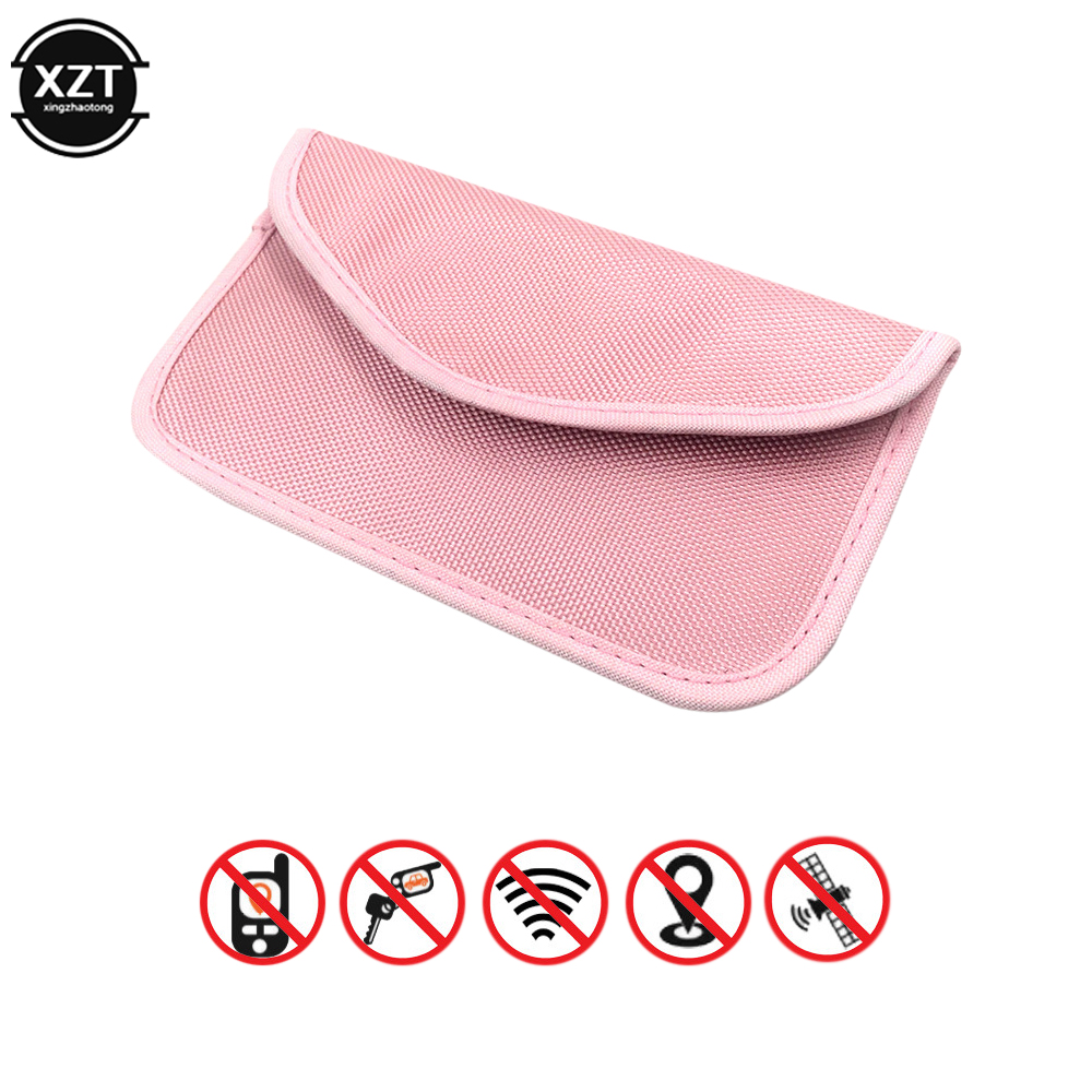 Portable Car Key Signal Blocker Case Faraday Cage Fob Pouch Keyless RFID Blocking Bag RFID Card Protector Car Accessories: pink