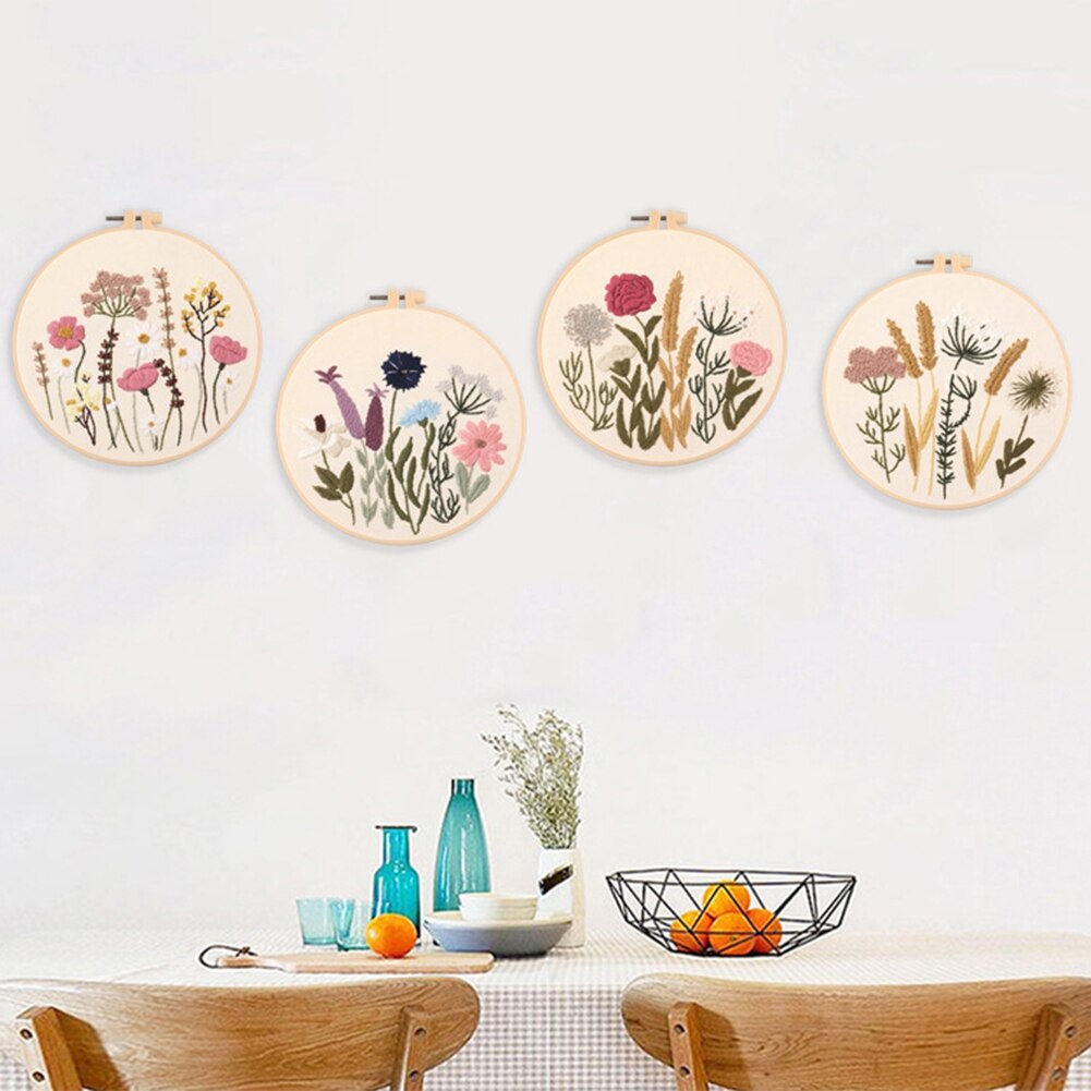 DIY Embroidery Materials Package Plant Flower Heart Handcraft Embroidery Kits For Beginners Craft Embroidery Making Products