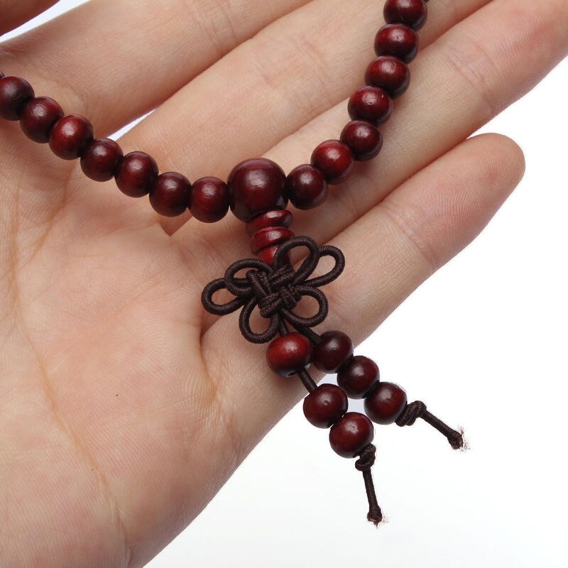 6Mm Natuurlijke Sandelhout Boeddhistische Boeddha Meditatie Hout Gebed Kralen Mala Armband Armbanden Vrouwen Mannen Sieraden 108 Kralen Bijoux