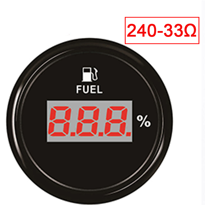 52mm Auto Digital Fuel Level Gauge LCD Waterproof Marine Car 240~33 ohm /0~190 ohm Oil Meter boat motorcycle fuel indicator: BN-240-33 ohm