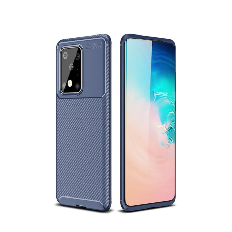 Geschikt Voor Samsung S20 Ultra Carbon Fiber Kever Anti-Val Shell Note10 Lite Cooling Tpu Beschermende Zakelijke Stijl Cover