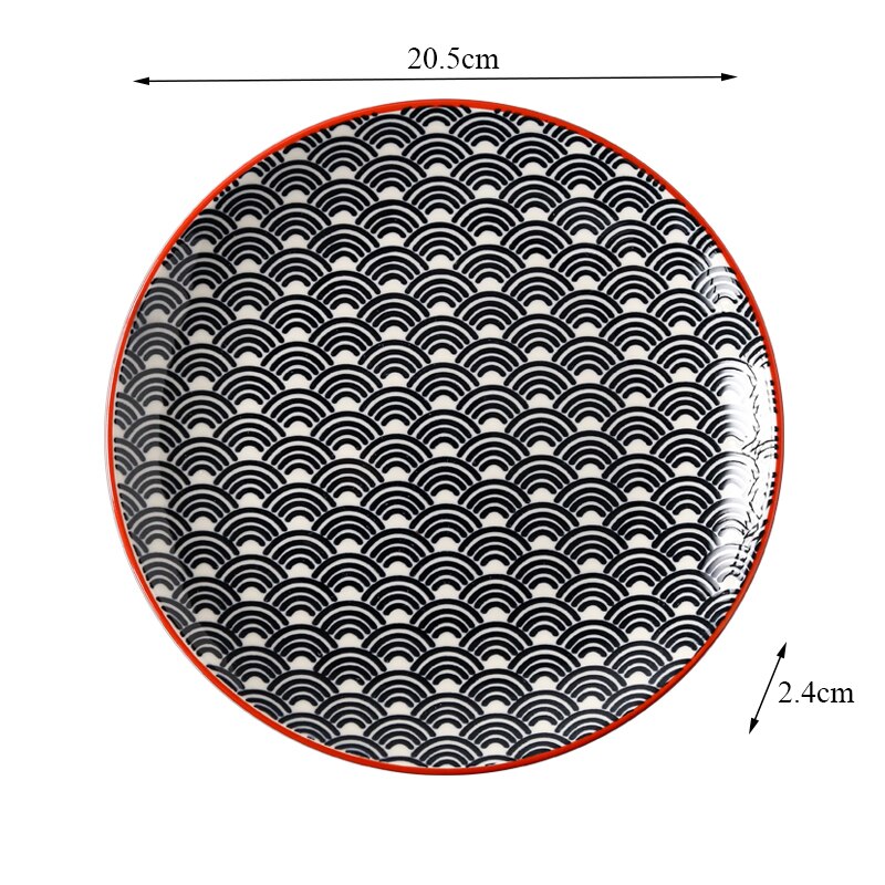 Japanese Style 8 Inch Ceramic Under Glazed Vegetable Dinner Plate Simple Dessert Plate Household Small Steak Dish Food Container
