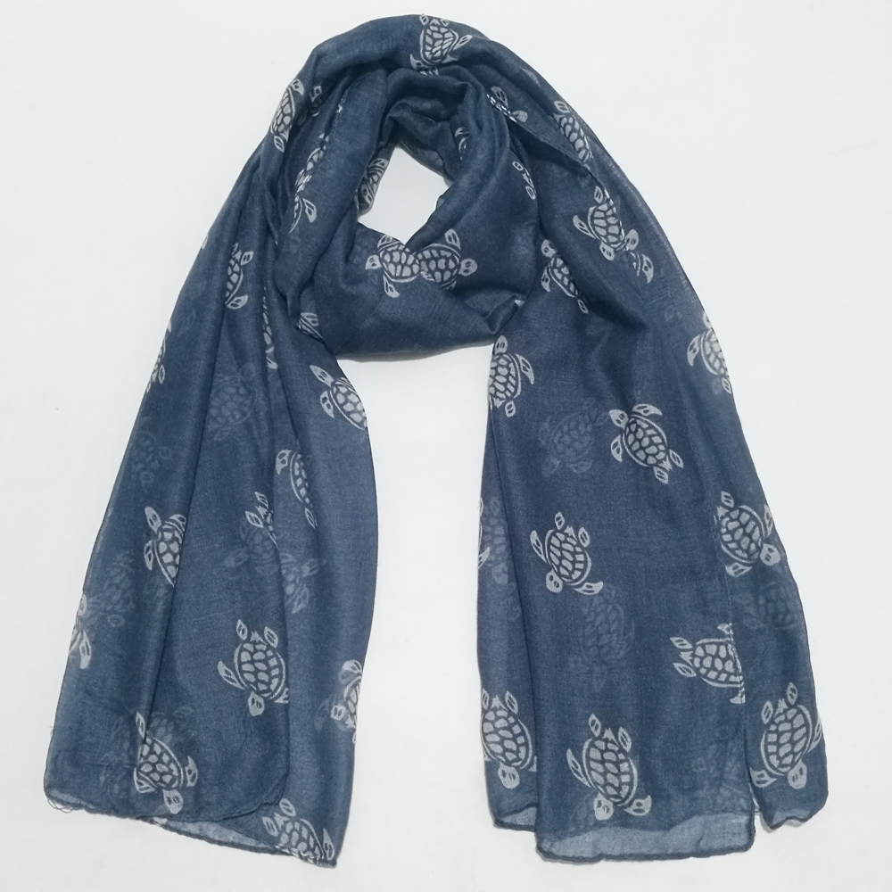 Bufanda Animal bufanda nueva Primavera Pañuelo de viscosa para mujeres tortuga de mar imprimir chales y bufandas