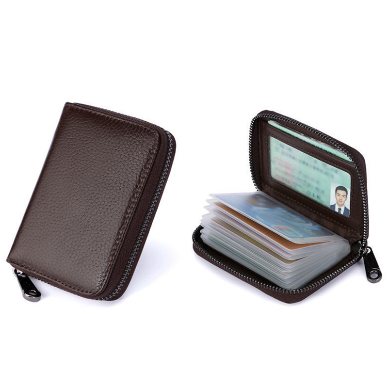 20 Detenti Porta carte PU attività commerciale Banca autobus di credito Porta carte d'identità coperchio Portamonete anti smagnetizzazione Portafogli Borsa Organizzatore: nero & rosso