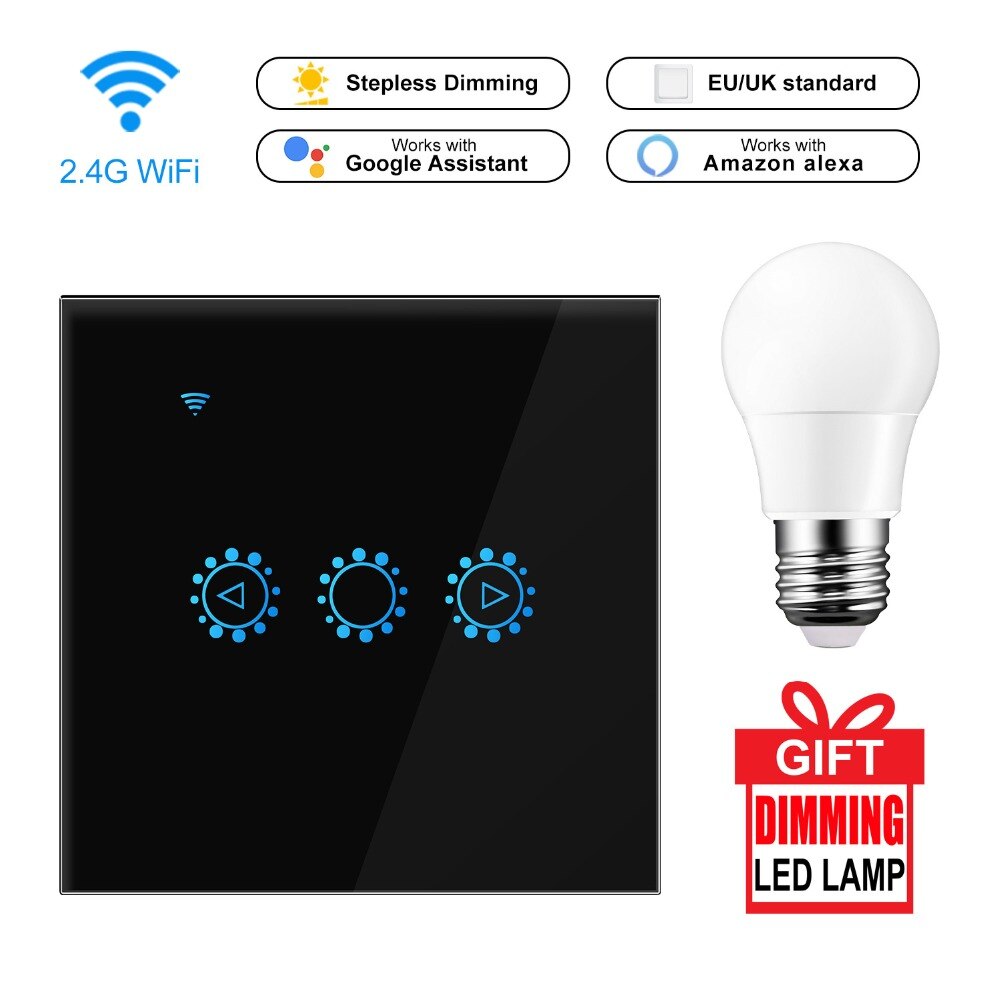 Dimmer Led 220 v Smart Ewelink Wifi interruptor Control táctil atenuador sin pasos con bombilla Compatible con Alexa Google asistente