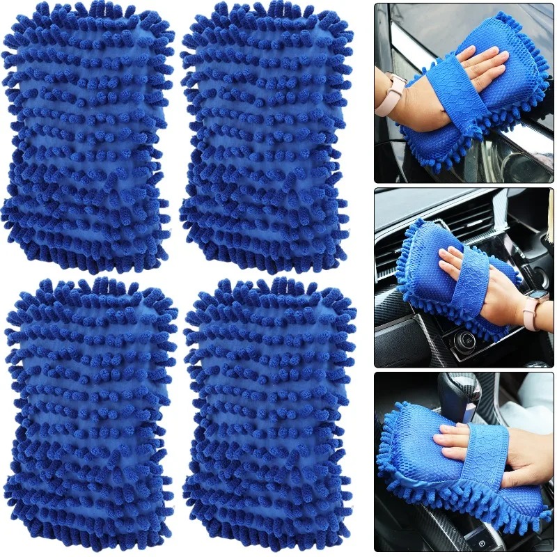 Esponja de limpeza azul para lavagem de carro, escova de lavagem, ferramenta de limpeza, polimento de microfibra, sem arranhões, lavagem de pisos de carros