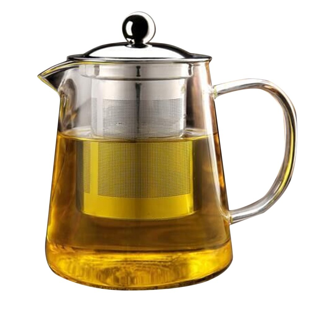 Ikke-giftig gjennomsiktig klar borsilikatglass tekanne glass tekopp tekanne med rustfritt stål infusjonsfilter nylig: 500ml
