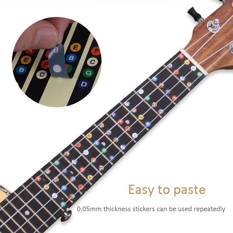 Ukulele Fretboard Stickers Chord Fret Stickers Note Sticker Finger Guide for Ukulele Beginner 10PCS