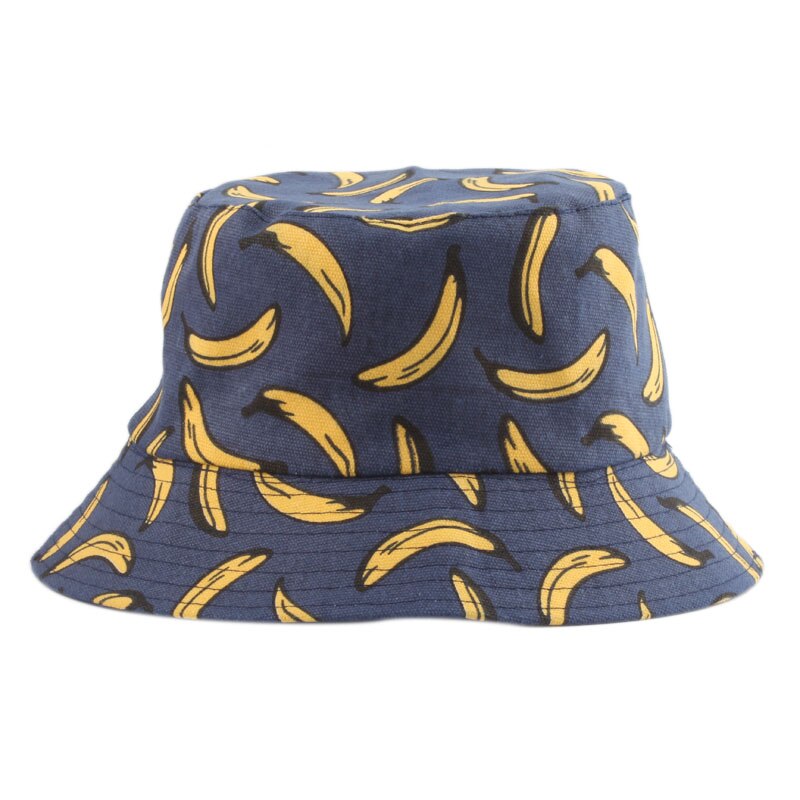 -Zomer Outdoor Emmer Hoed Unisex Zomer Emmer Cap Banana Print Vissen Visser Hoed Casual Mode Platte Hoeden Navy blauw: Default Title