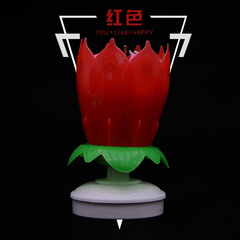2 pièces Musical Lotus fleur bougie joyeux anniversaire bougie magique fleur anniversaire bougie pour bricolage décoration de gâteau de mariage: 2pcs Red