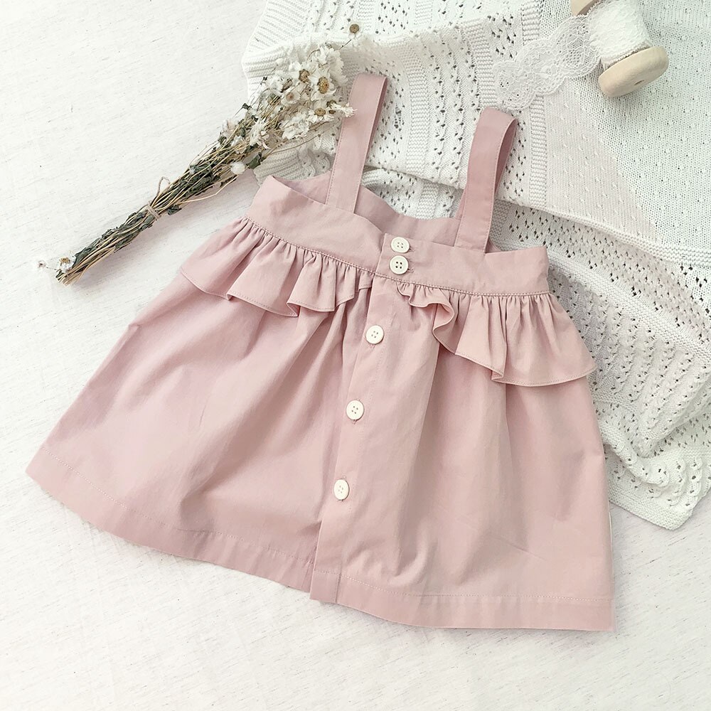 Vestito dal bambino della primavera di nuovo arrivo per le ragazze vestito casuale dalla neonata della principessa infantile senza maniche dell&#39;imbracatura rosa