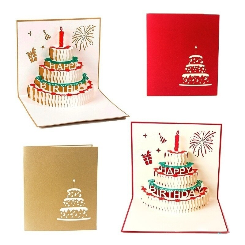 3D Cake Birthday Cards Greeting Card And Envelope For Best Wishes Of Birthday Greeting Card DIY handmade