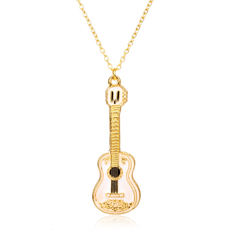 Collier chaîne avec pendentif guitare pour hommes et femmes, bijoux à la