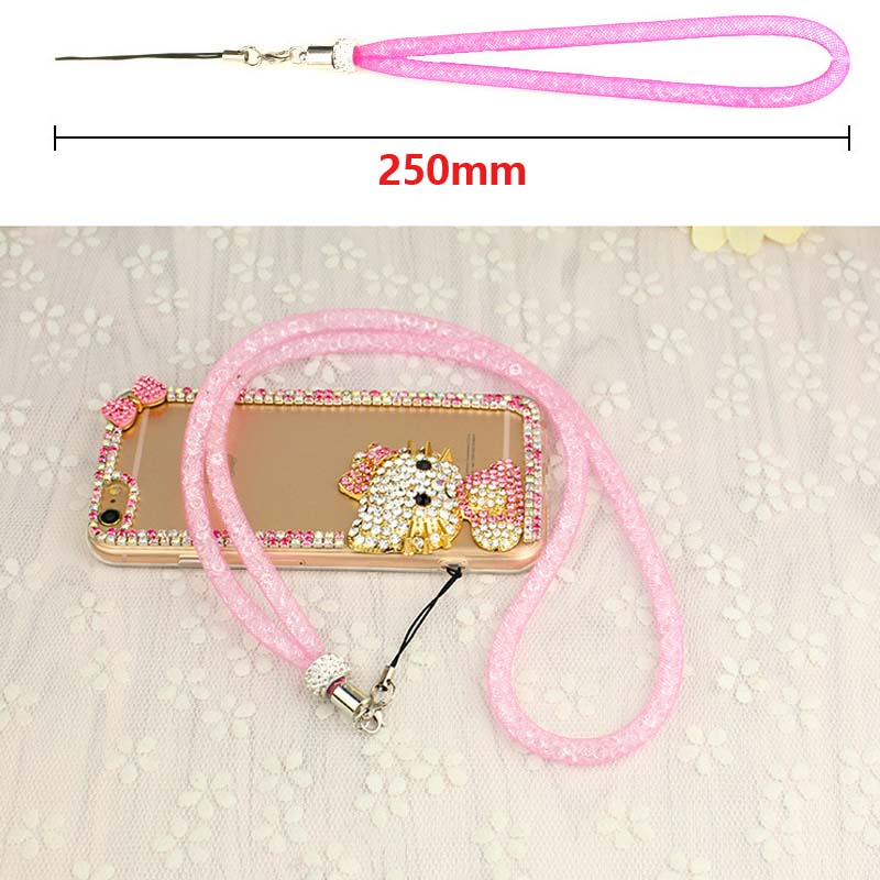 Rhinestone Visnet Lanyard Flash Boor Mobiele Telefoon Lanyard Crystal Diamond Visnet Opknoping Keten Lanyard