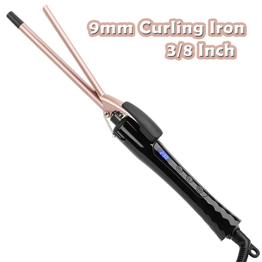 9 mm Lockenstab, professioneller Keramik-Lockenstab für langes und kurzes Haar