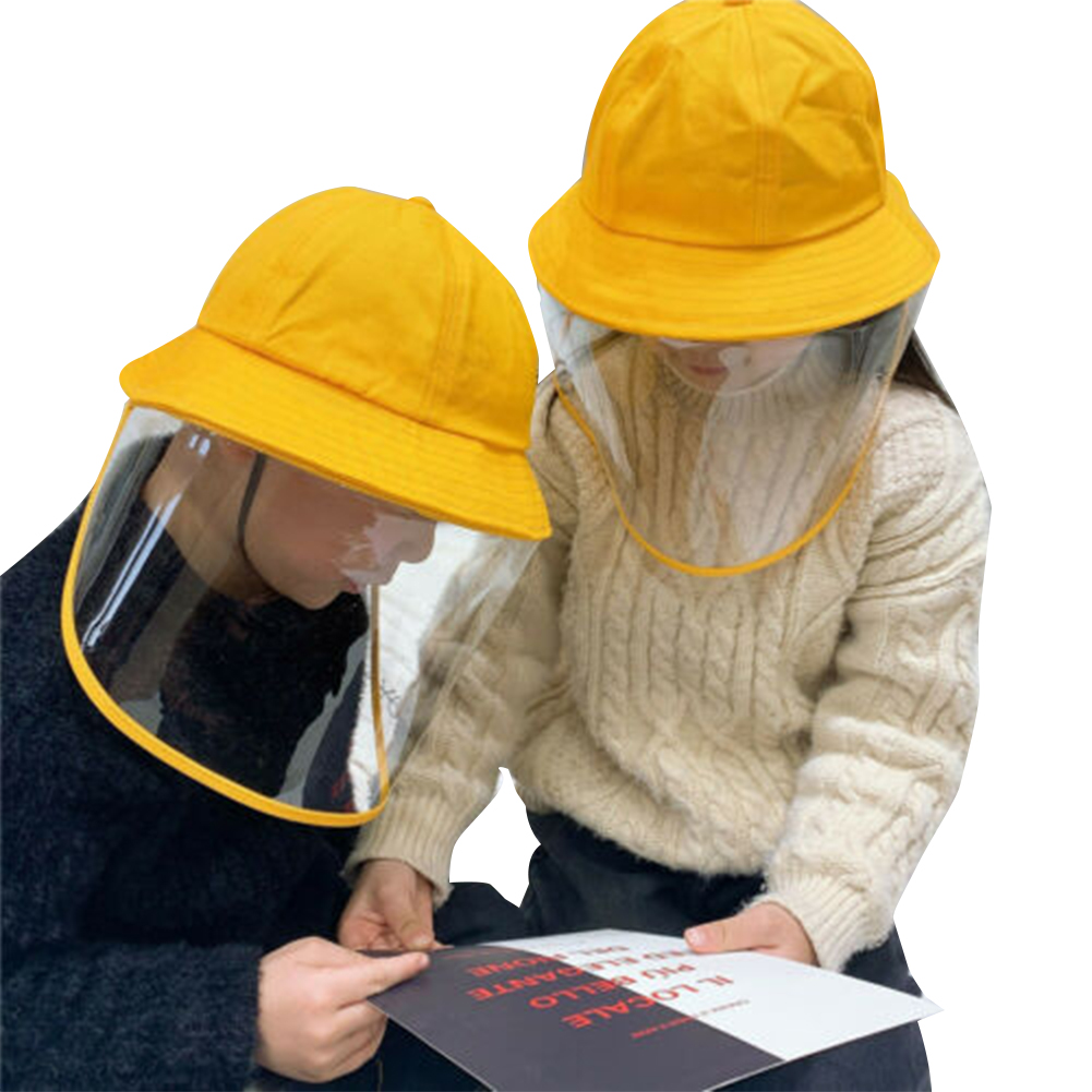Children Kids Girls Boys Cute Yellow Safety Protective Hats Caps with Clear Saliva-Proof Dust-Proof Sun Visor Full Face Cover