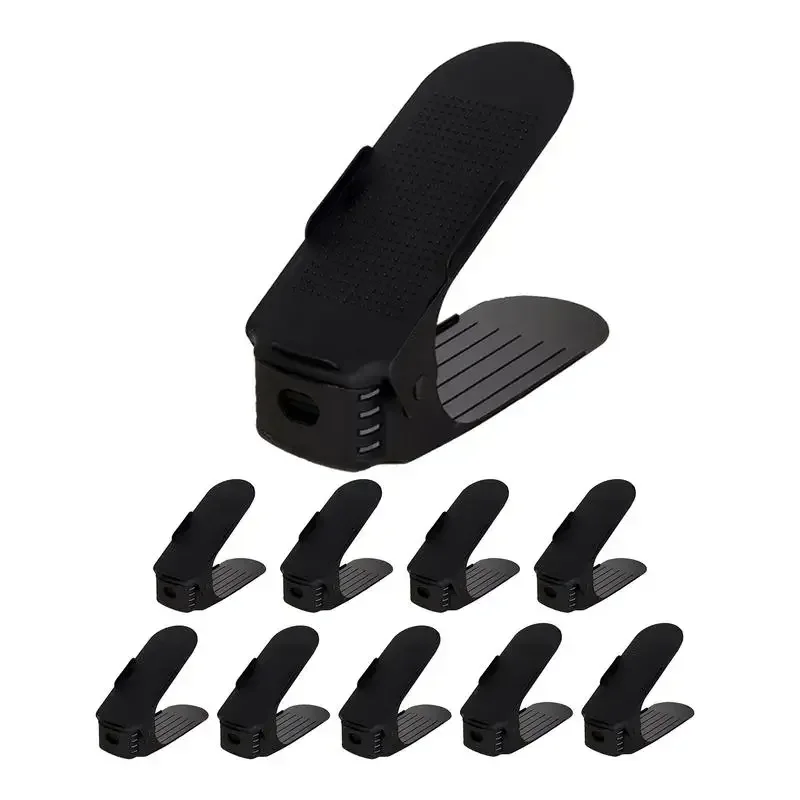Apilador de zapatos ajustable, organizador de ranuras para zapatos, ahorro de espacio, soporte para Zapatero de doble cubierta para organización de armario, 10 Uds.: Default Title