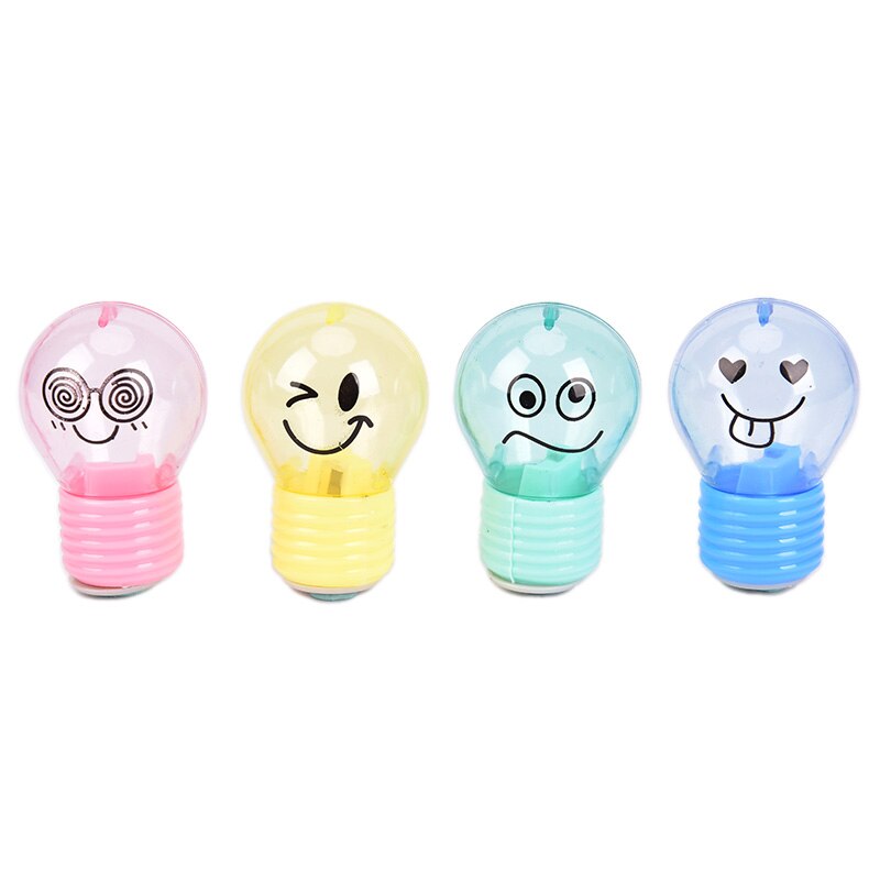 Sacapuntas de plástico con forma de bombilla para niños, sacapuntas para emociones, para niños, papelería Kawaii, suministros escolares, 1 ud.