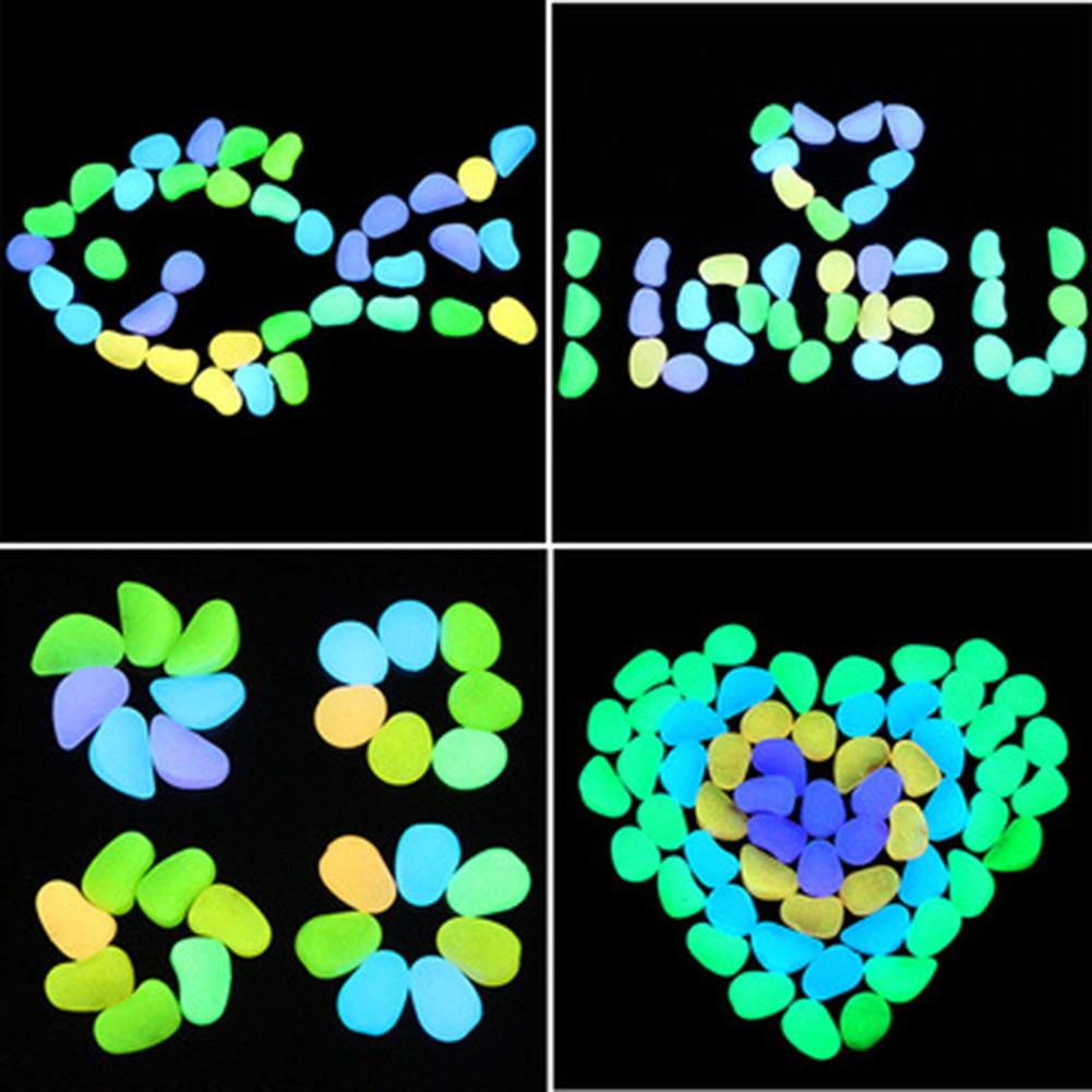 100Pcs Garden Luminous Glowing Stone Glow In The Dark Pebble Garden Path Fish Tank Pool Bar Decoration Luminous Luminous Stones
