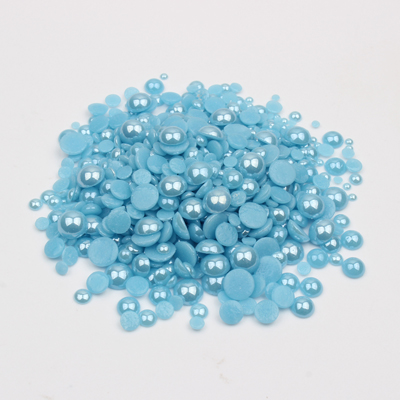 1000 stk/parti hvid/sort mix størrelser keramiske perler halvrund flatback perle 2mm-6mm blandet til diy lim nail art beklædningsgenstand: Himmelblå