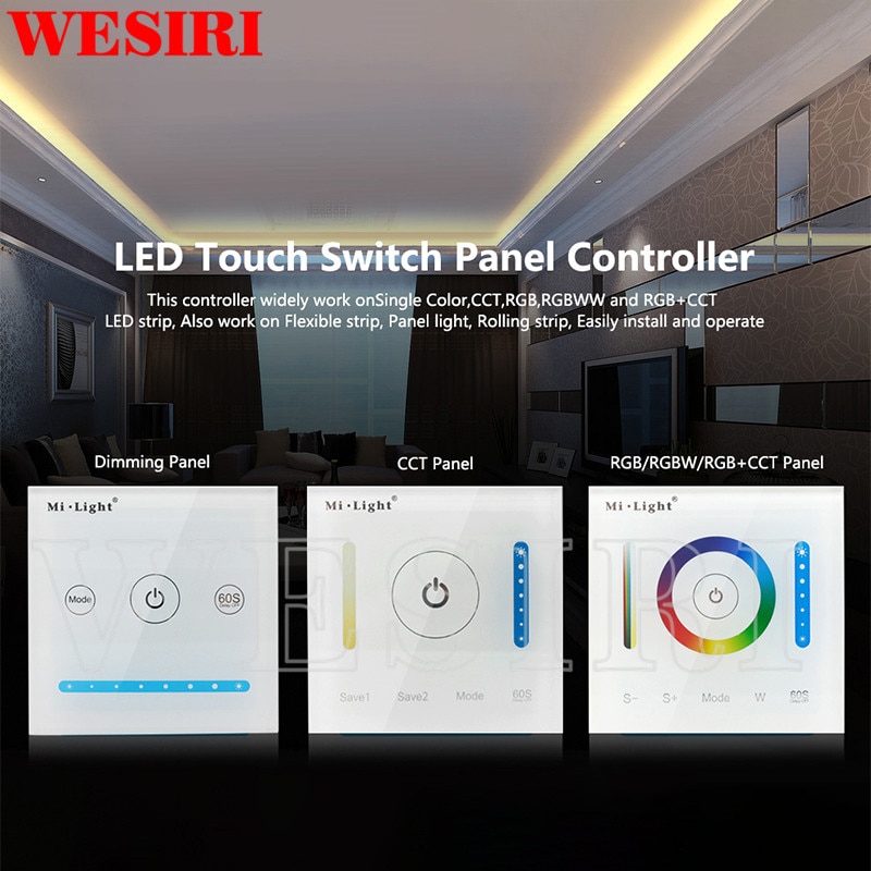 Milight Smart LED Panel Controller P1 P2 P3 Color Temperature Dimmer RGB CCT Wall Mounted Touch Switch Panel Controller