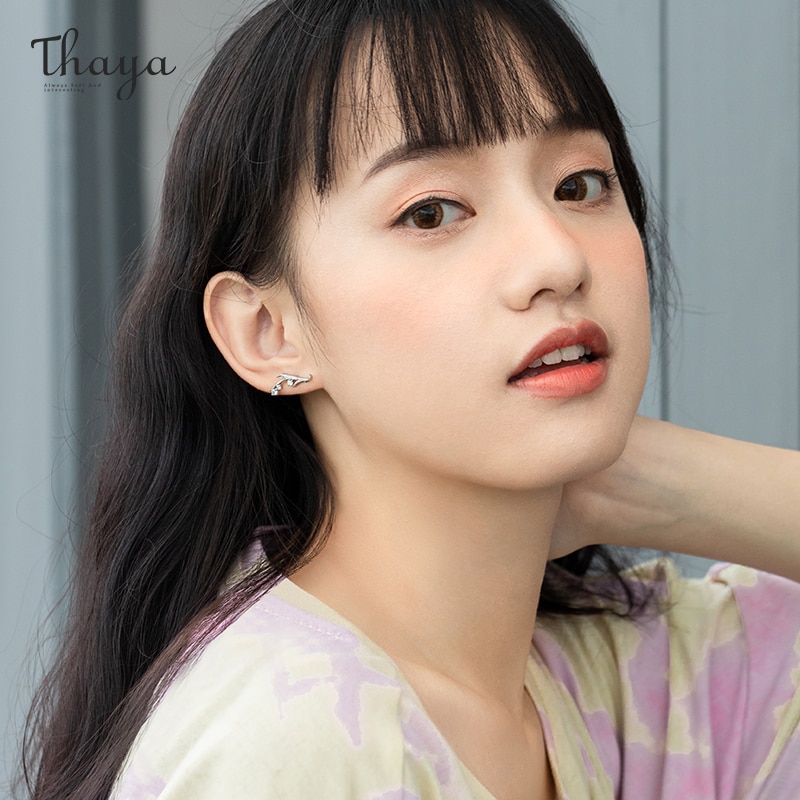 Thaya argent couleur boucles d'oreilles Branches feuille d'érable Rose or boucles d'oreilles pour les femmes bijoux fins