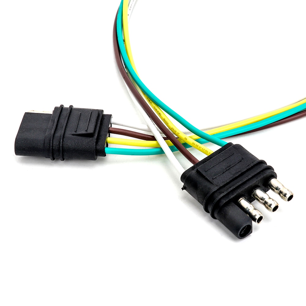 4-pin Flat Plug with Socket Trailer Cable Adapter AWG Wiring Harness Connector Trailer Power Socket