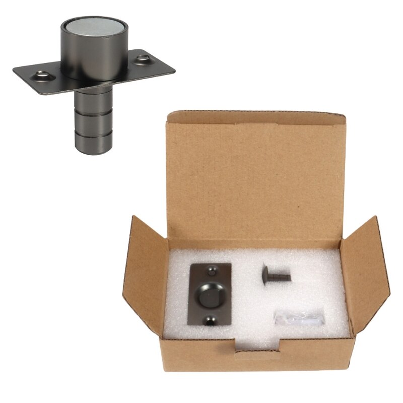 Ultra Thin Invisible Stainless Steel Black Door Stop Magnetic Floor Mount Hidden Automatic Suction Door Stopper Holder: S