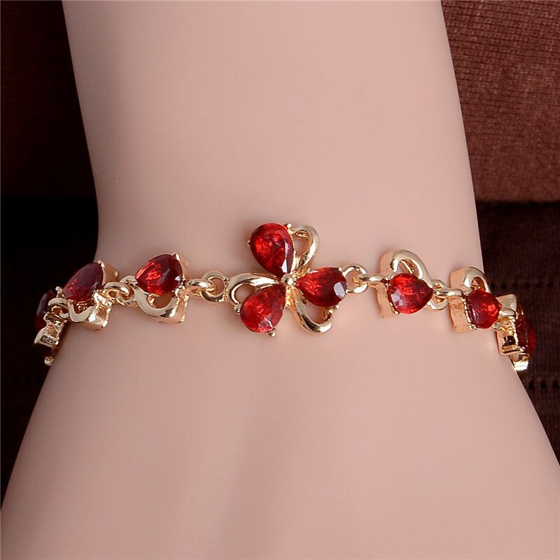 MISANANRYNE Gold Color Beautiful Butterfly Austrian Crystal Jewelry Womens Chain Bracelet