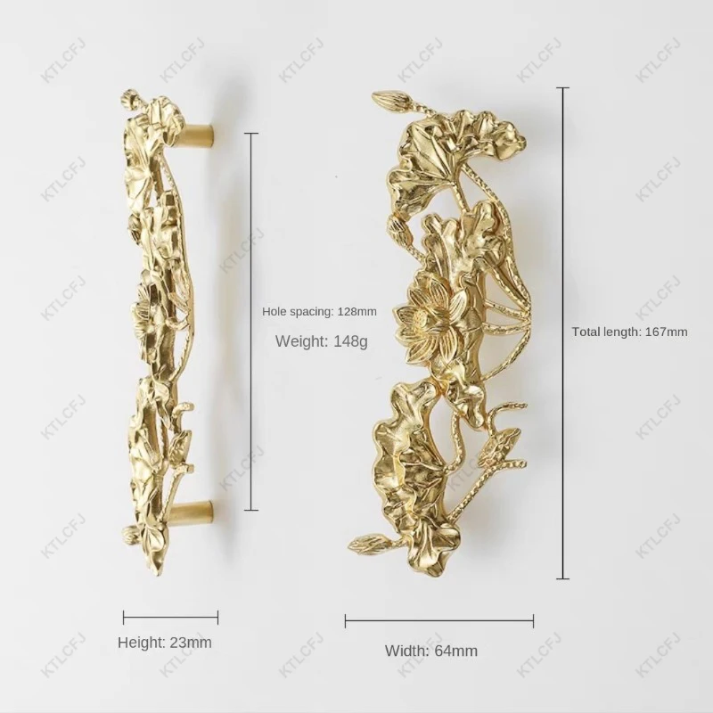 Französischer Türgriff, Bogen, Einzelloch, nordisches Licht, Luxus, Gold, neue Schublade aus reinem Kupfer, europäischer und amerikanischer Stil, Messinggriff: Bronze-