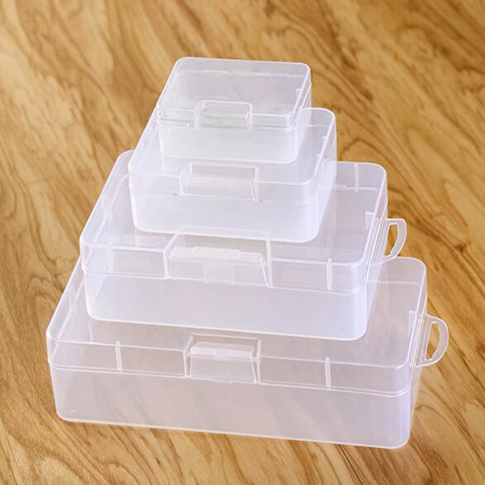 Multifunctional Storage Box Transparent Rectangular Plastic Lock Buckle Empty Pencil Organizer Stationary Pen Box