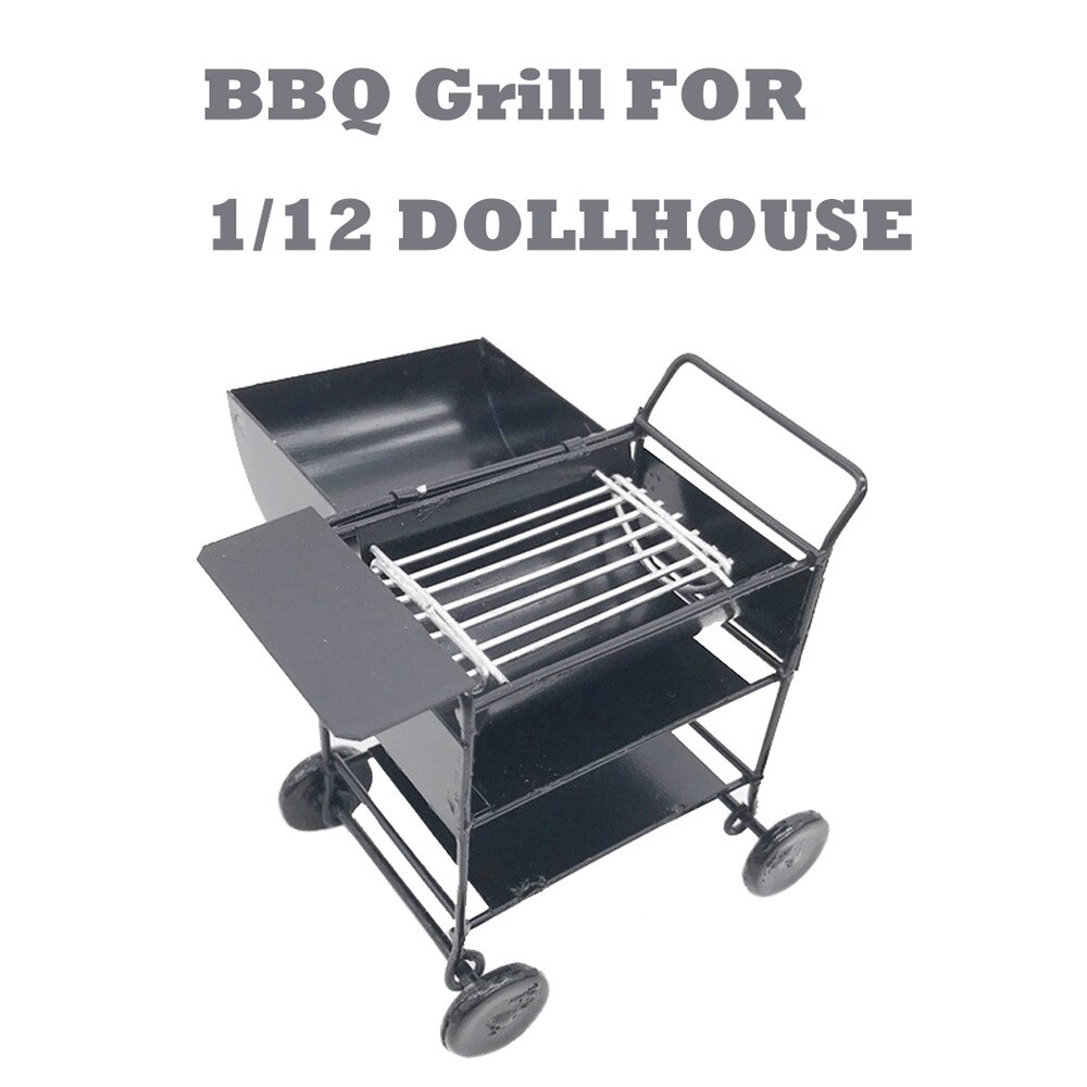 Hiinst Kitchentoys 1Set Bbq Grill Miniatuur Yard Garden 1/12 Mini Speelgoed Kids Zwart 7 Cm Bbq Accessoire Voor Uw poppenhuis