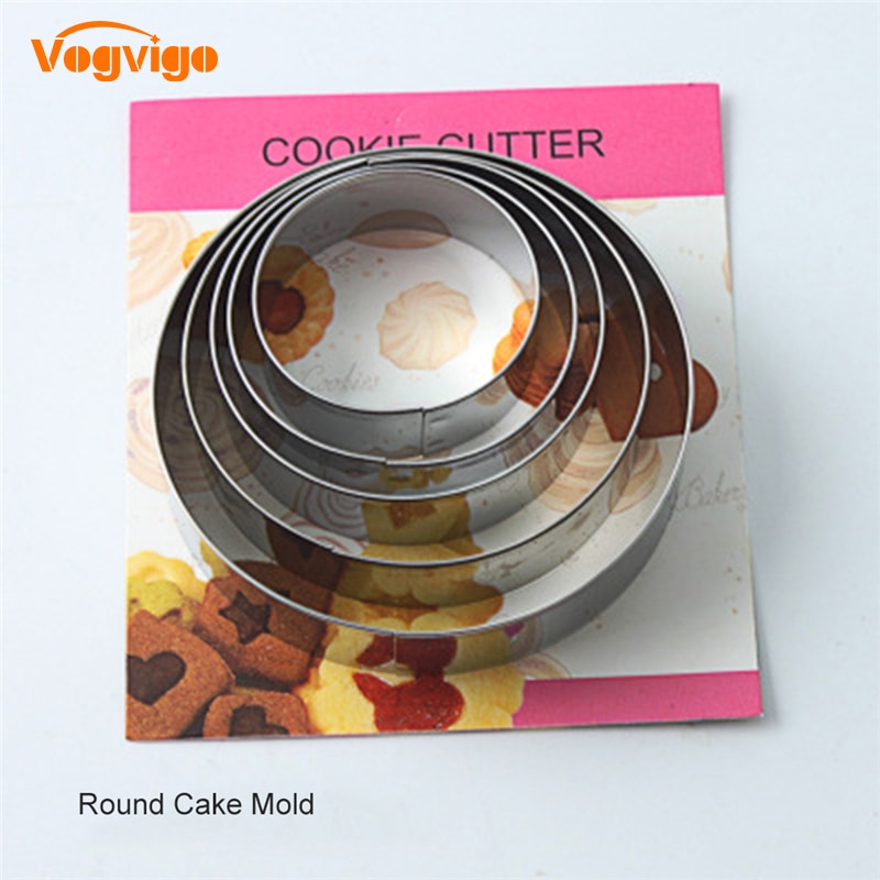 VOGVIGO 5 stks/set Rvs Ronde Mousse Ring Mold DIY Mousse Cake Decoratie Mallen Bakkerij Biscuit Gereedschap