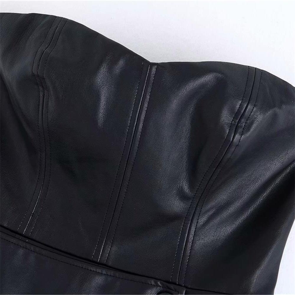 Za-Mono corto con forro de corbata recta para mujer, Peto corto de imitación de cuero, traje 06096225800 en otoño