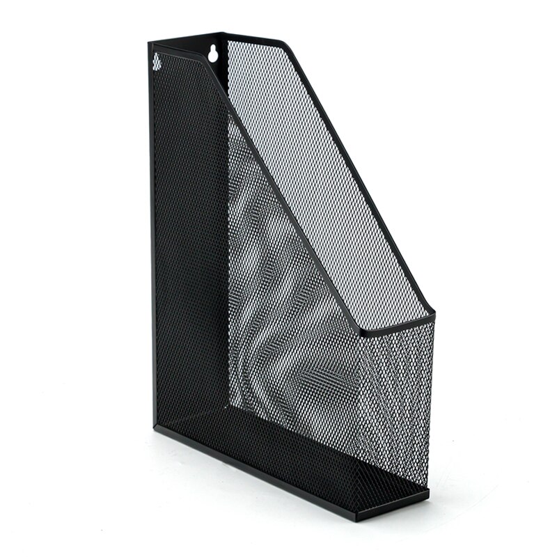 Black Silver Magazine File Holder Metal Mesh Bookends Desktop Organizer Shelf Grid Document Book Holder Support Stand Storage