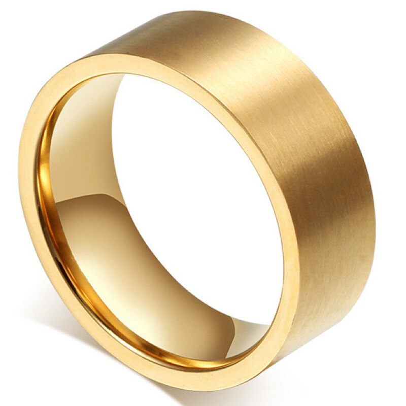 QianBei 8mm Klassieke Brede Dikke Ring voor Mannen Goud Kleur Zilver Kleur Zwart Roestvrij Staal Mannelijke Ring Alliantie Bruiloft sieraden